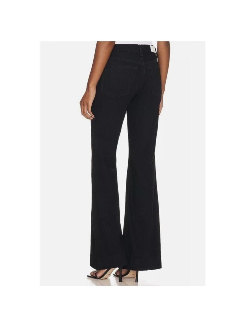 Women's RE/DONE Black 70s Low Rise Bell Bottom Flare Jeans Size 27 $285 Retail - Picture 2 of 14